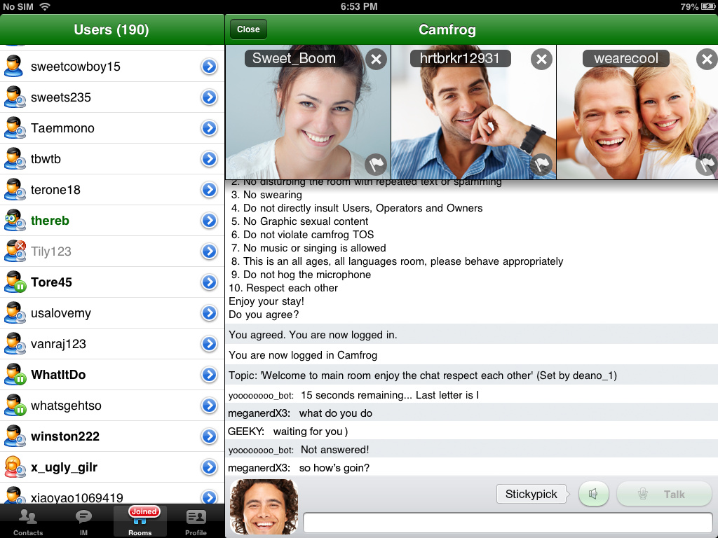 code active for camfrog video chat